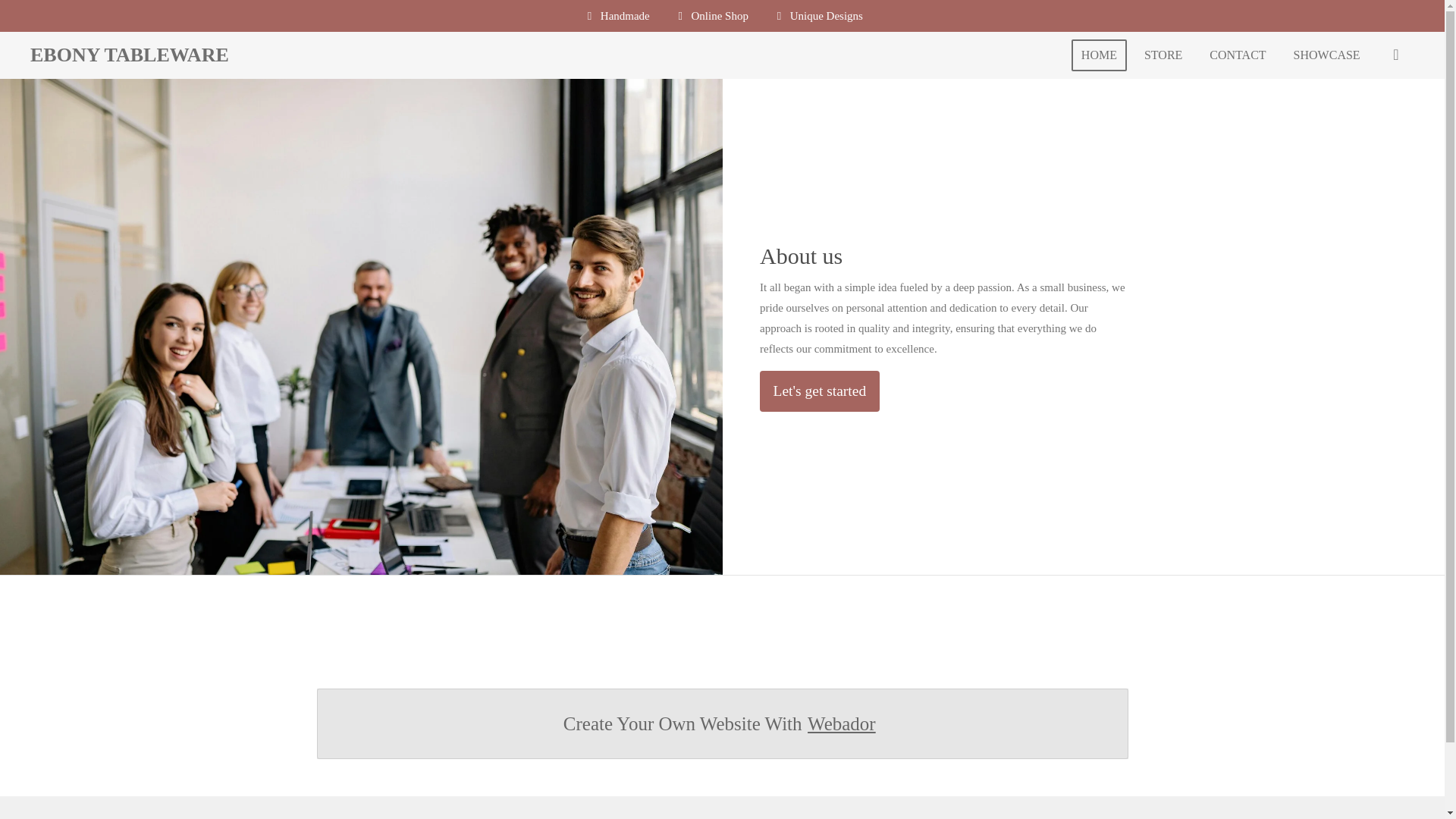 website screenshot of https://ebony-tableware.com/