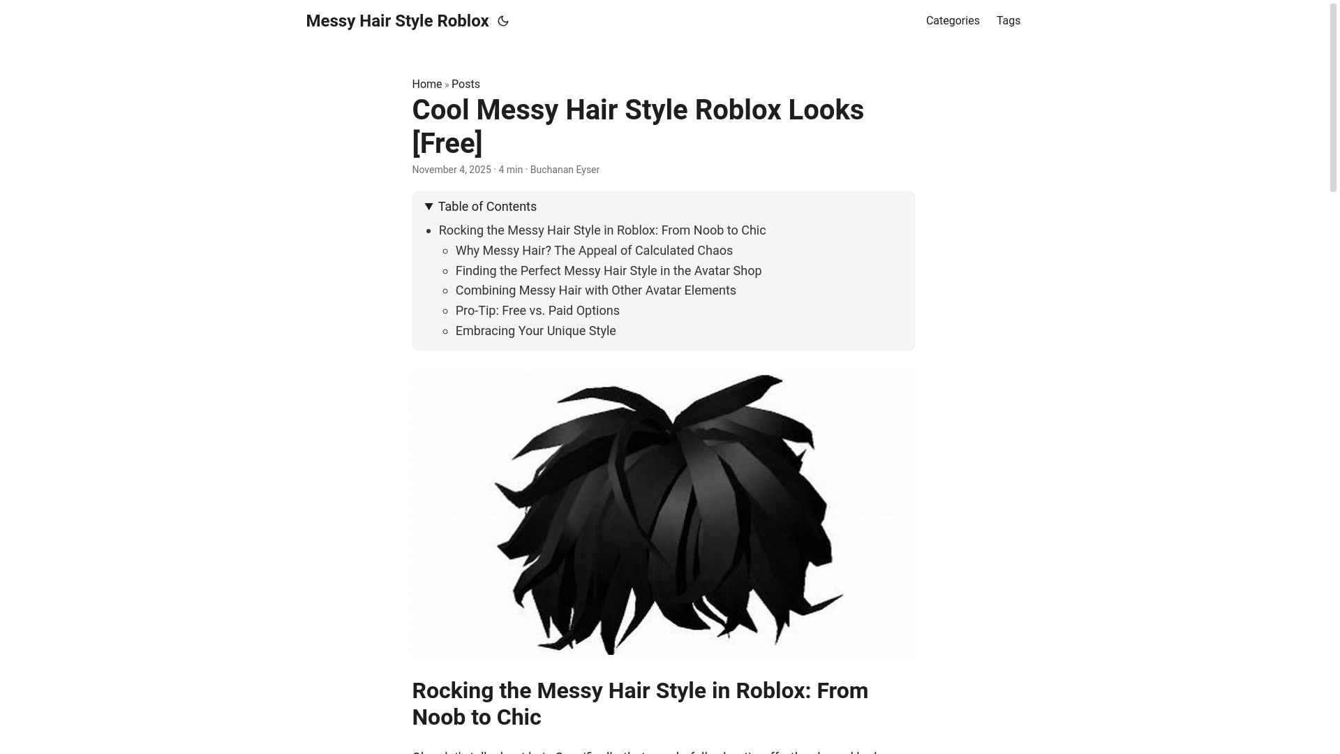 website screenshot of https://messy-hair-style-roblox.pages.dev/