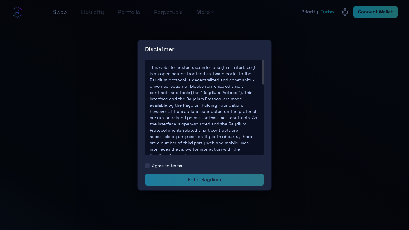 website screenshot of https://raydiumx.org