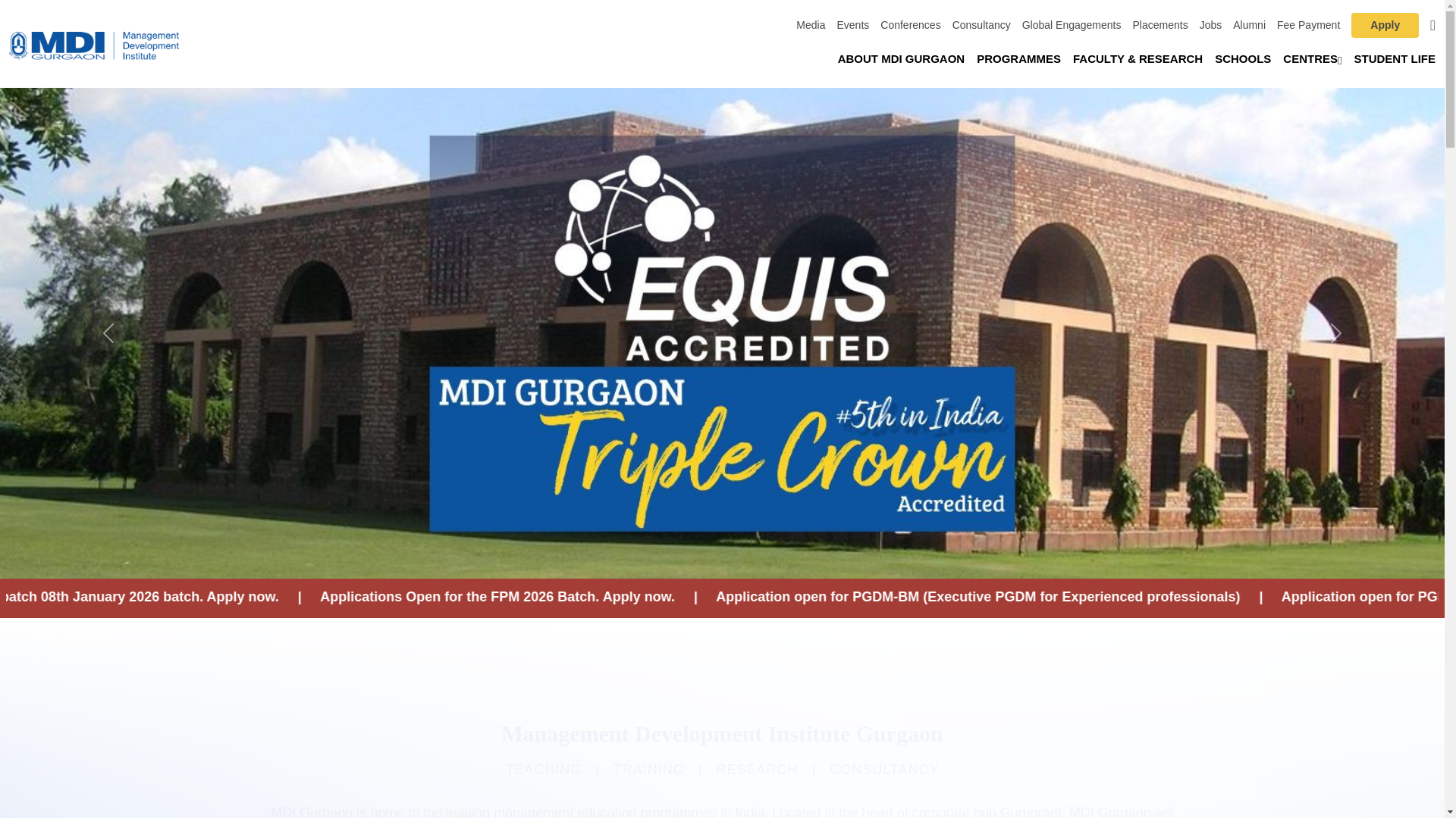 website screenshot of https://mdi.ac.in/