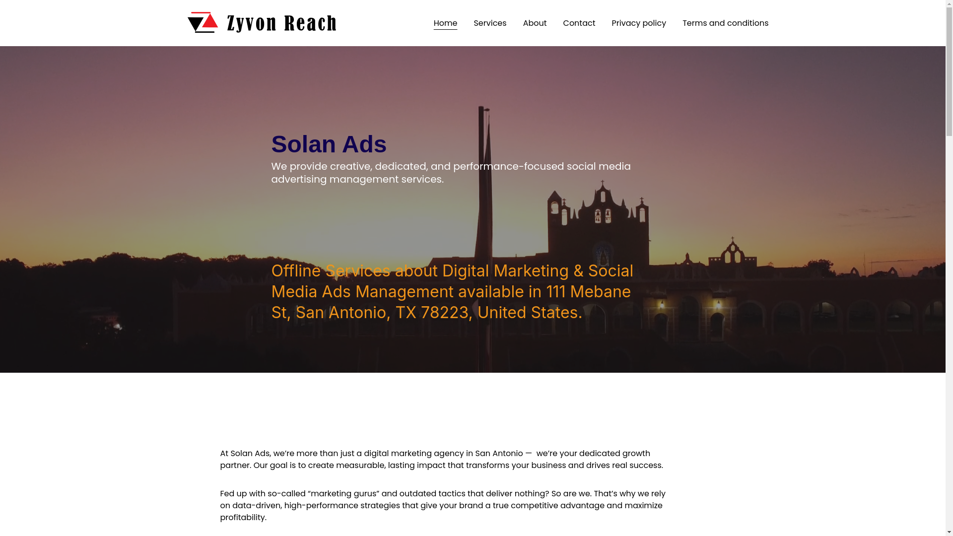 website screenshot of https://zyvonreach.shop/