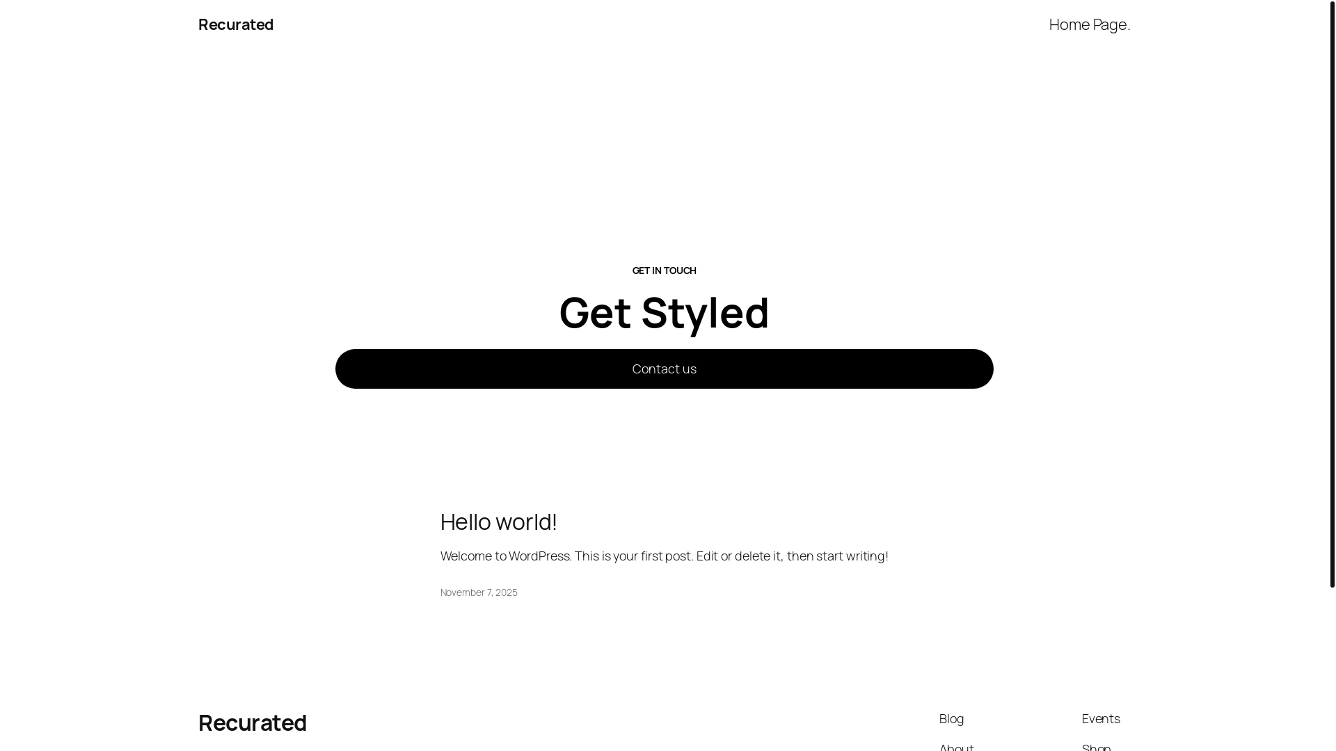 website screenshot of https://recurated.co/