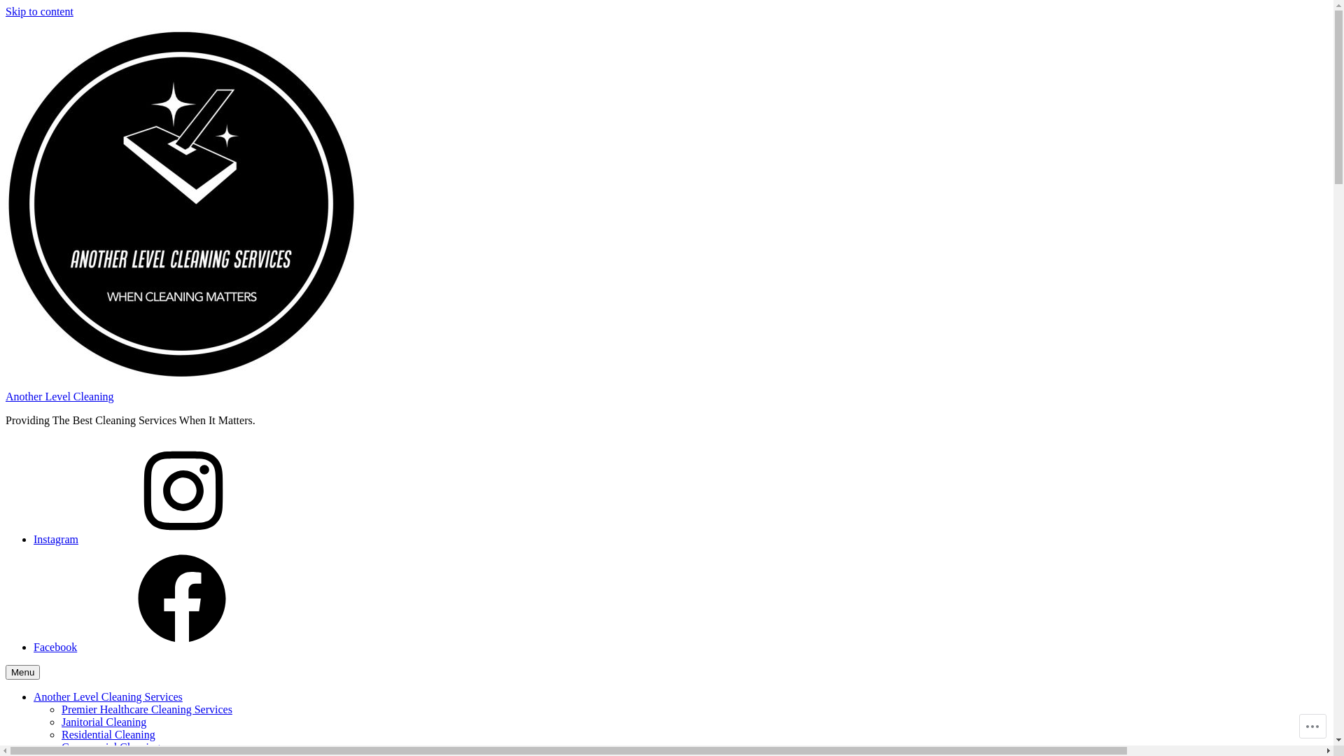 website screenshot of https://anotherlevelcleaning.com/