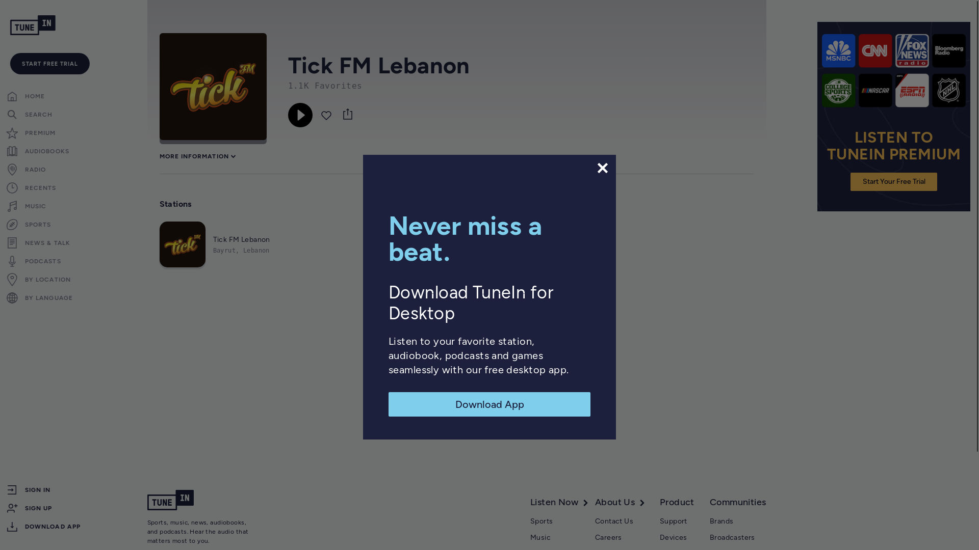 website screenshot of https://tickfm.online/