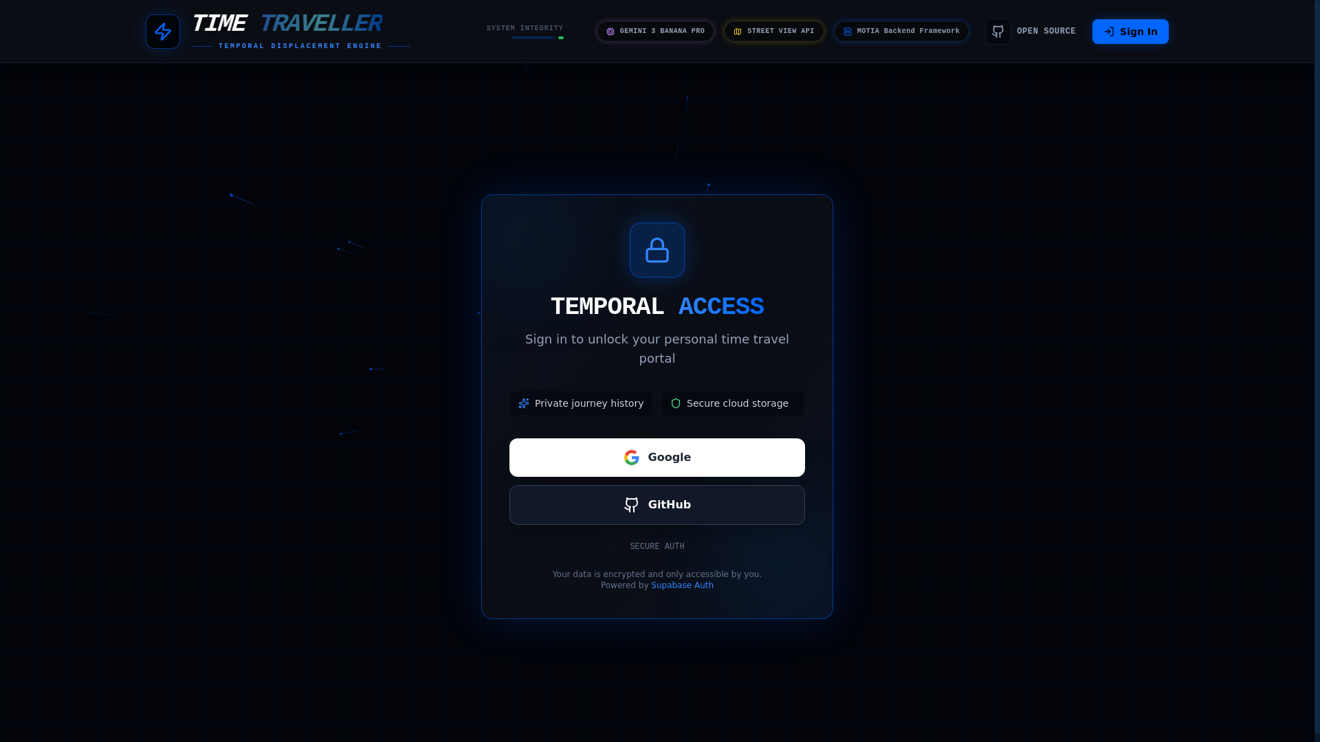 website screenshot of https://trytimetraveller.com/