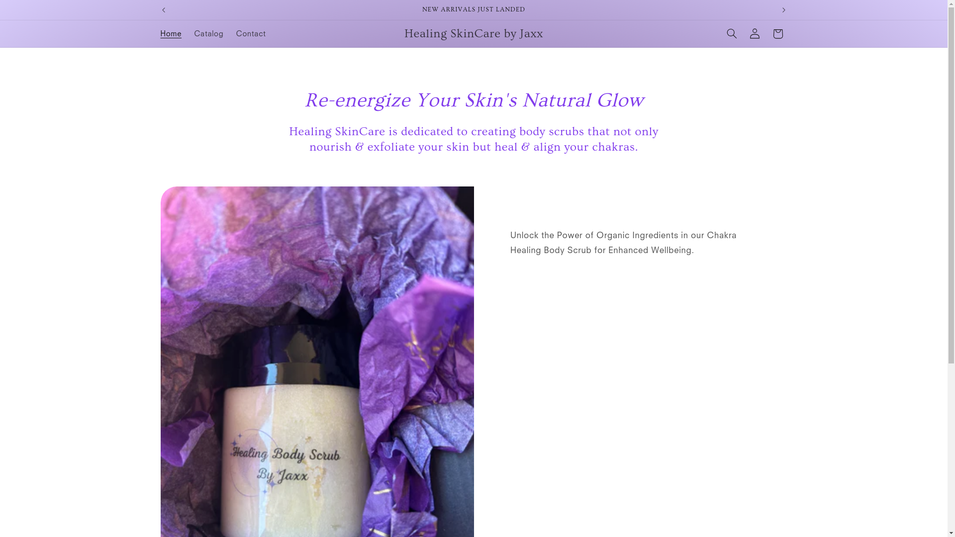 website screenshot of https://healingskincarebyjaxx.com/