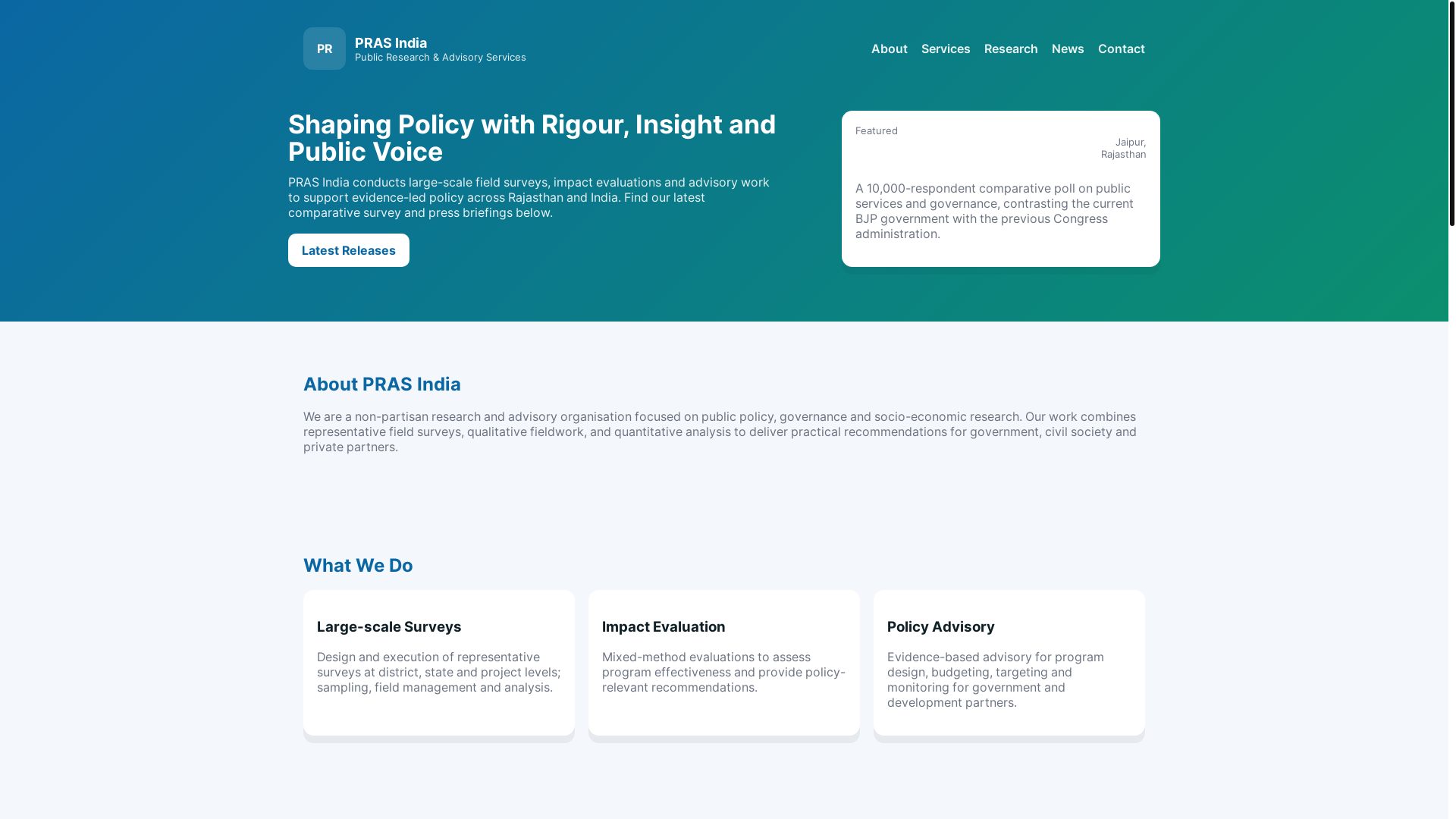 website screenshot of https://prasindia.org/