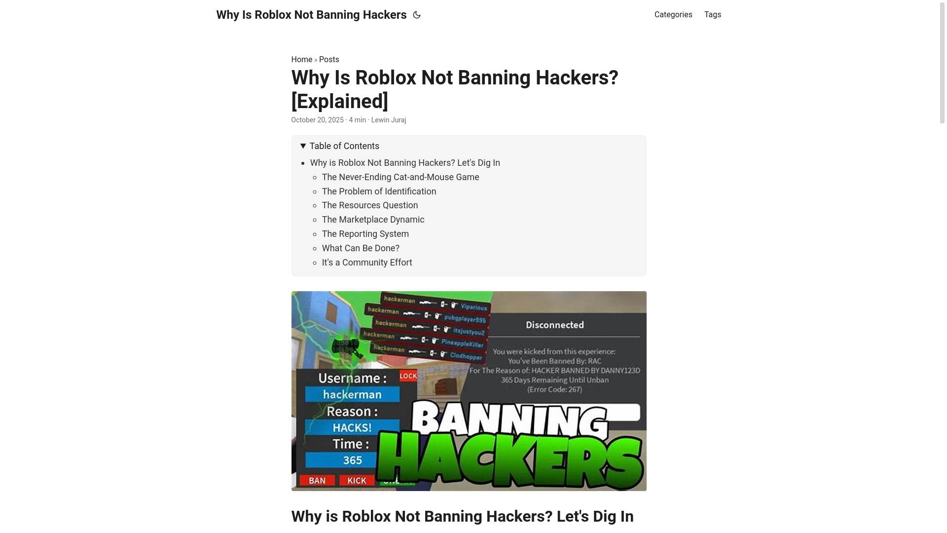 website screenshot of https://why-is-roblox-not-banning-hackers.pages.dev/