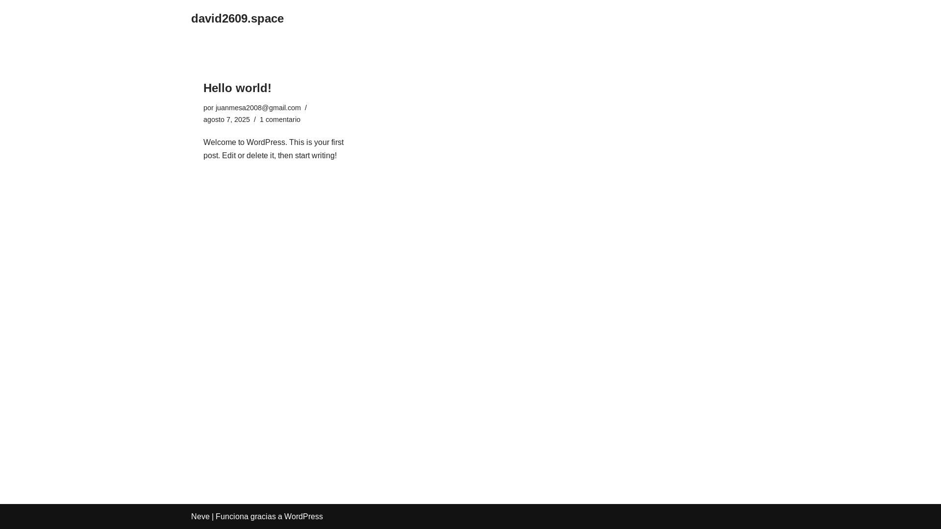 website screenshot of https://david2609.space/
