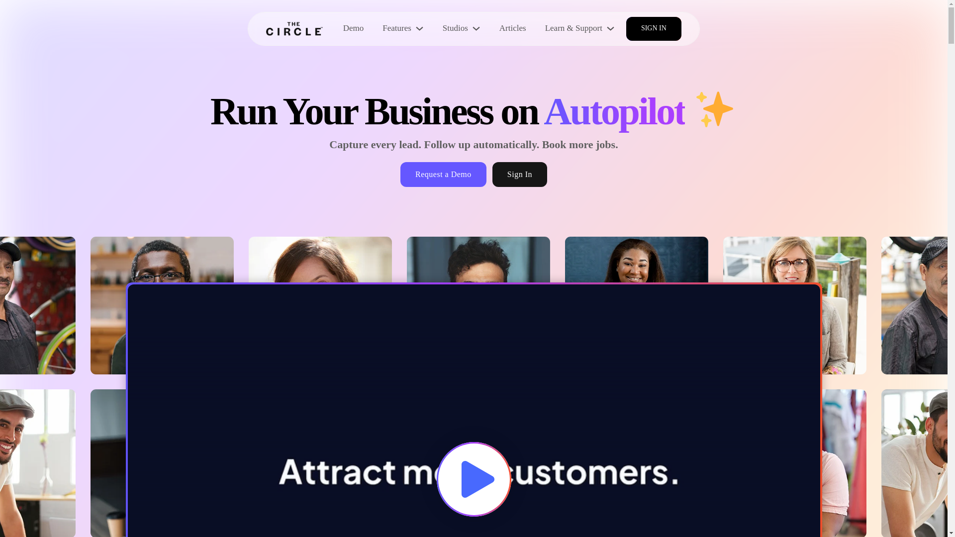 website screenshot of https://getthecirclecrm.com/