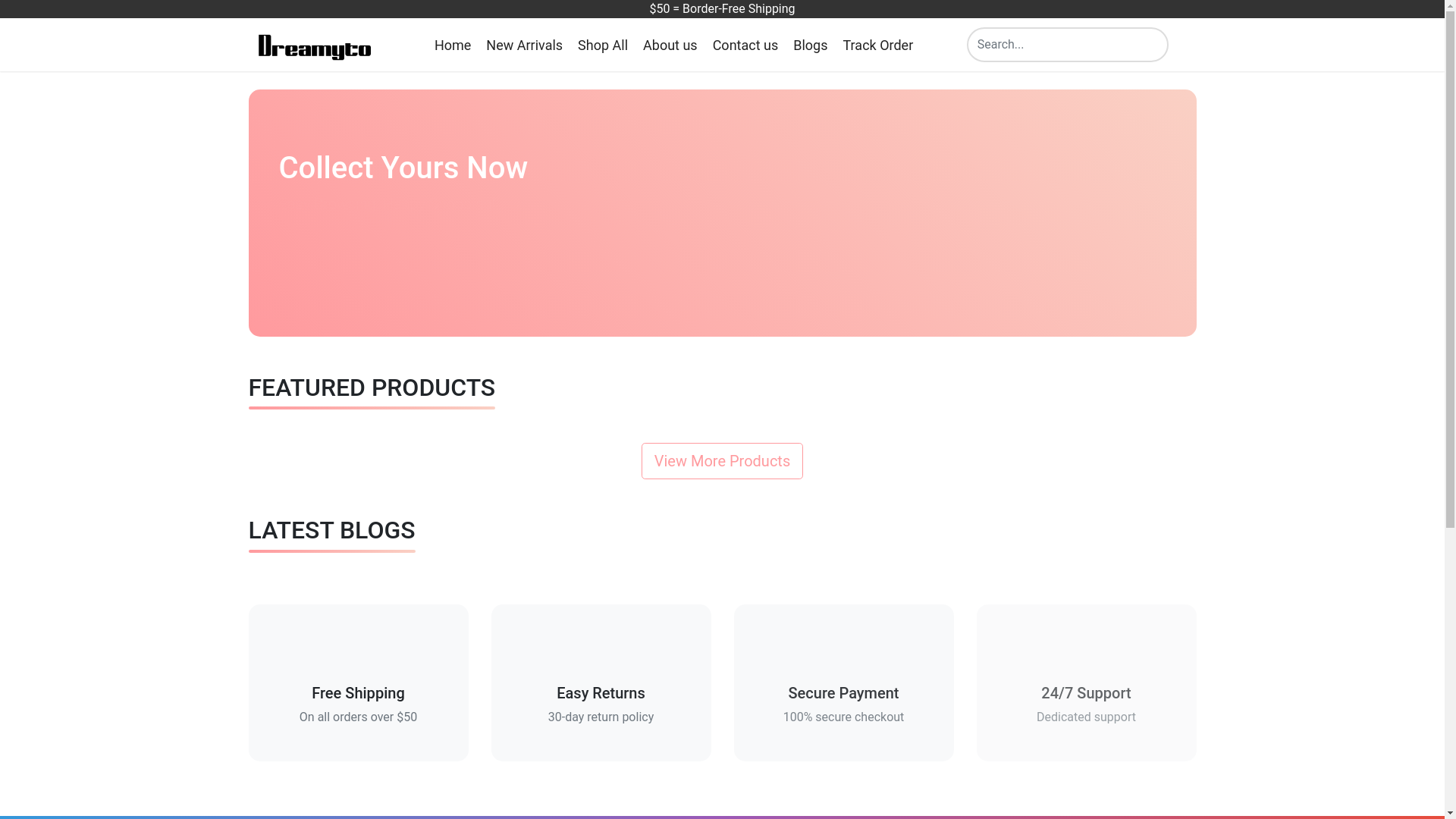 website screenshot of https://dreamytots.shop/