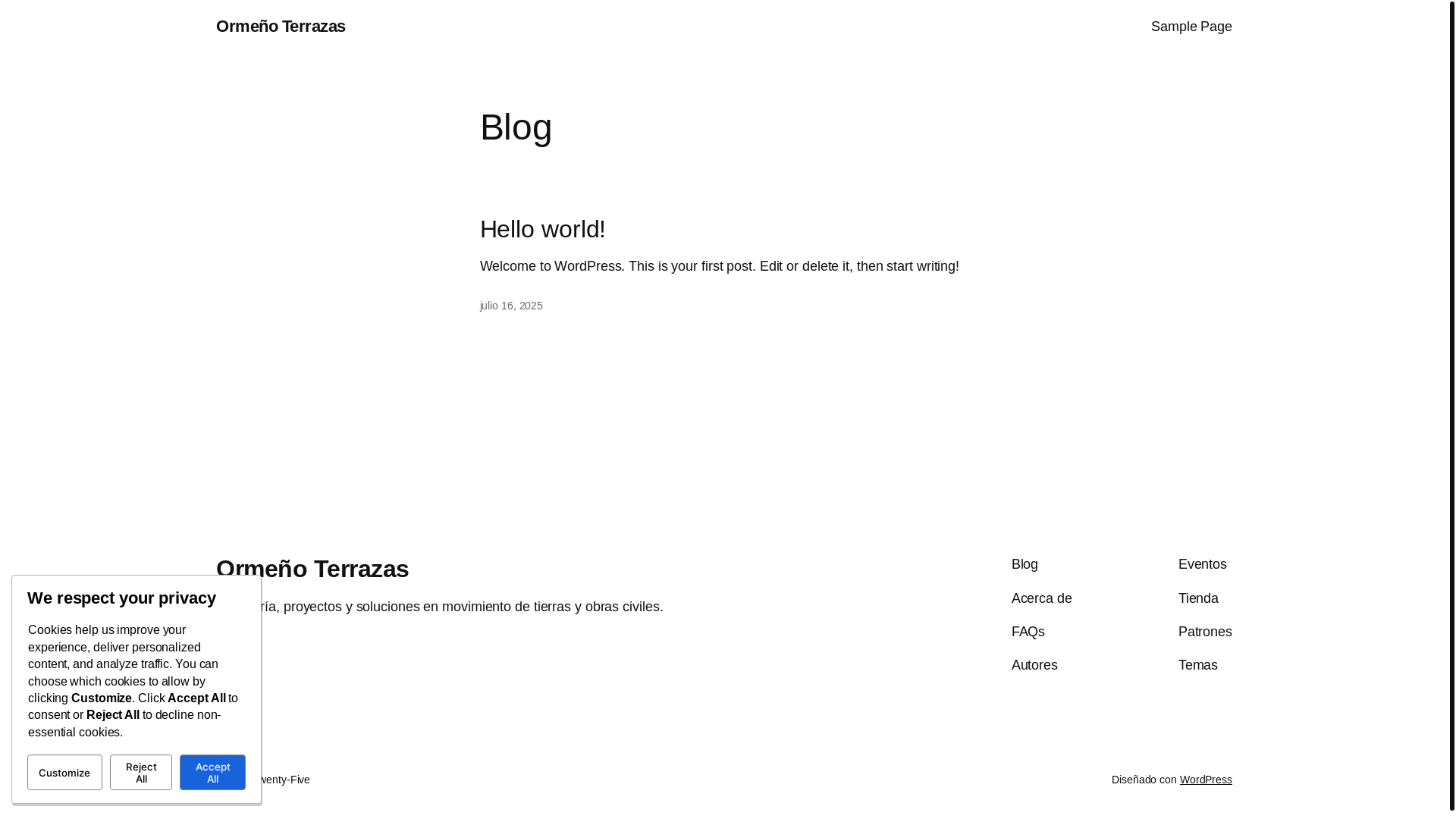 website screenshot of https://ormenoterrazas.cl/
