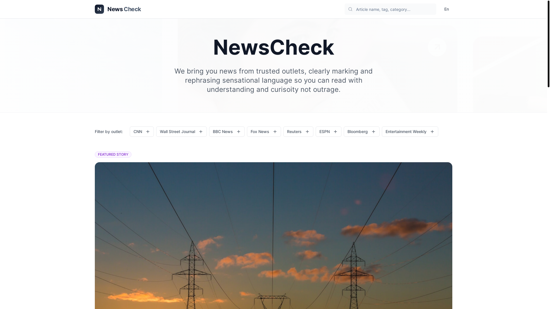 website screenshot of https://newscheck.live/