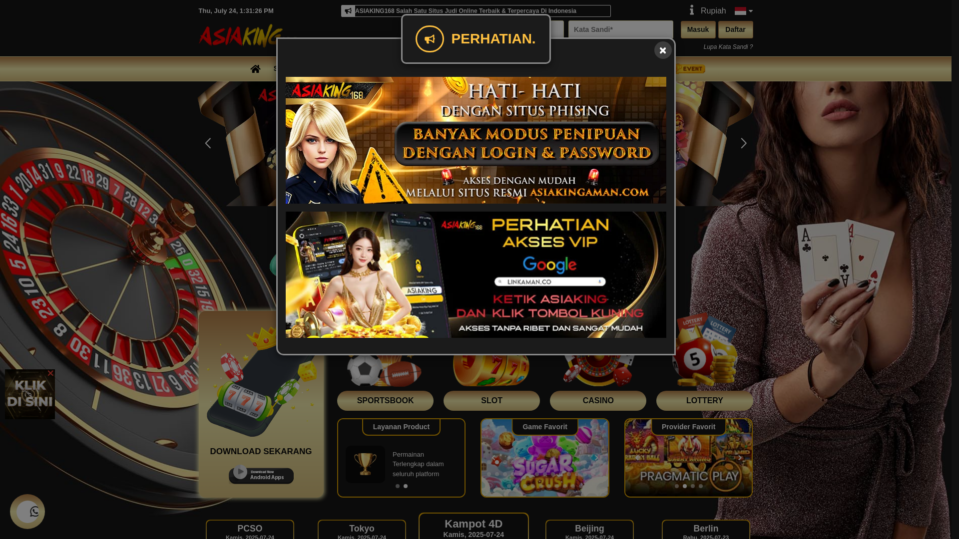 website screenshot of https://asiaking168a.xyz/
