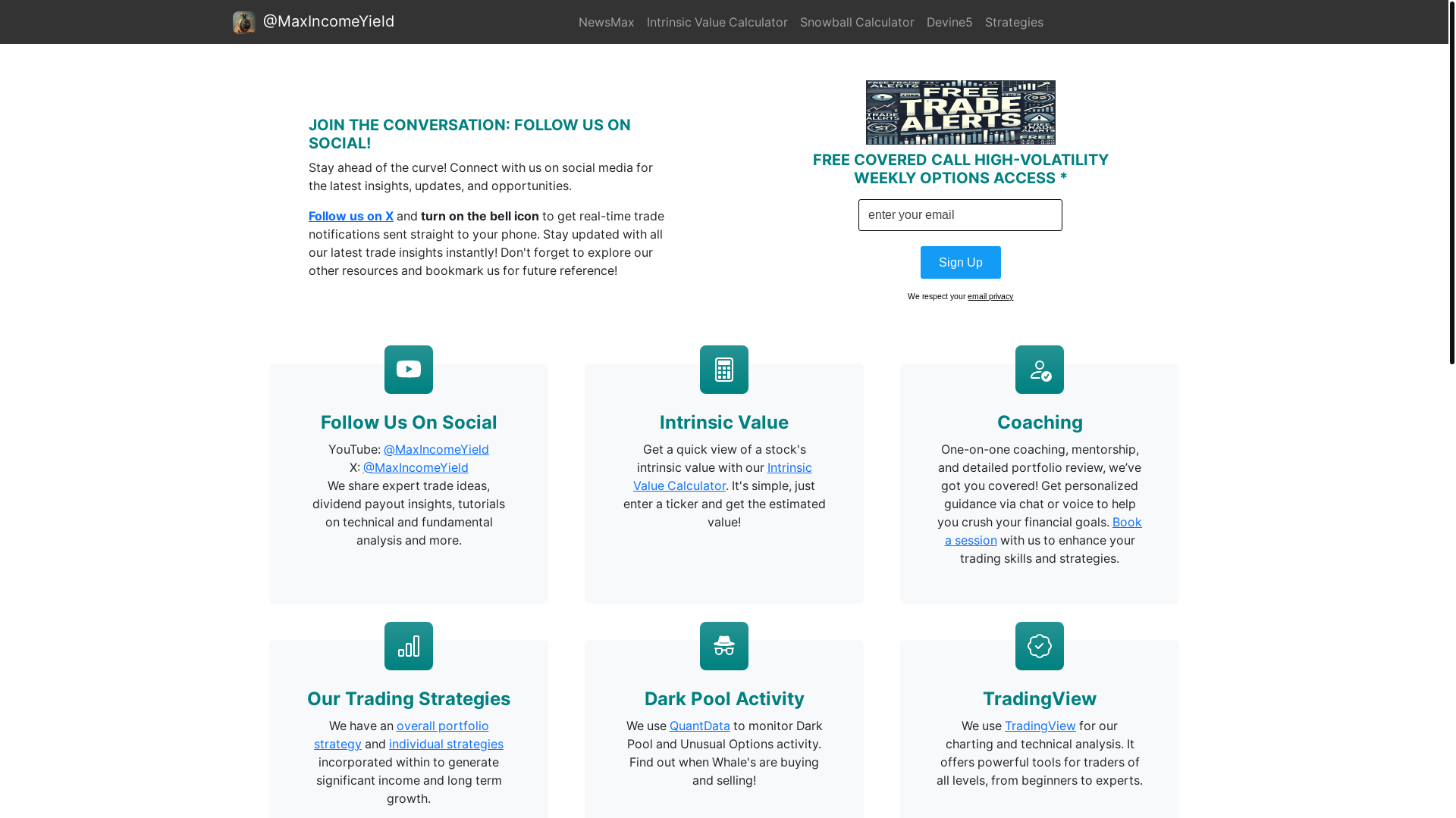 website screenshot of https://maxincomeyield.pages.dev/