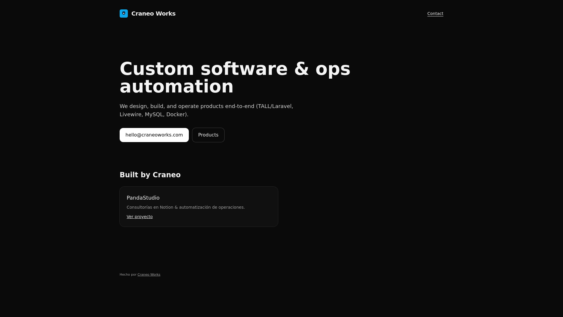 website screenshot of https://craneoworks.pages.dev/