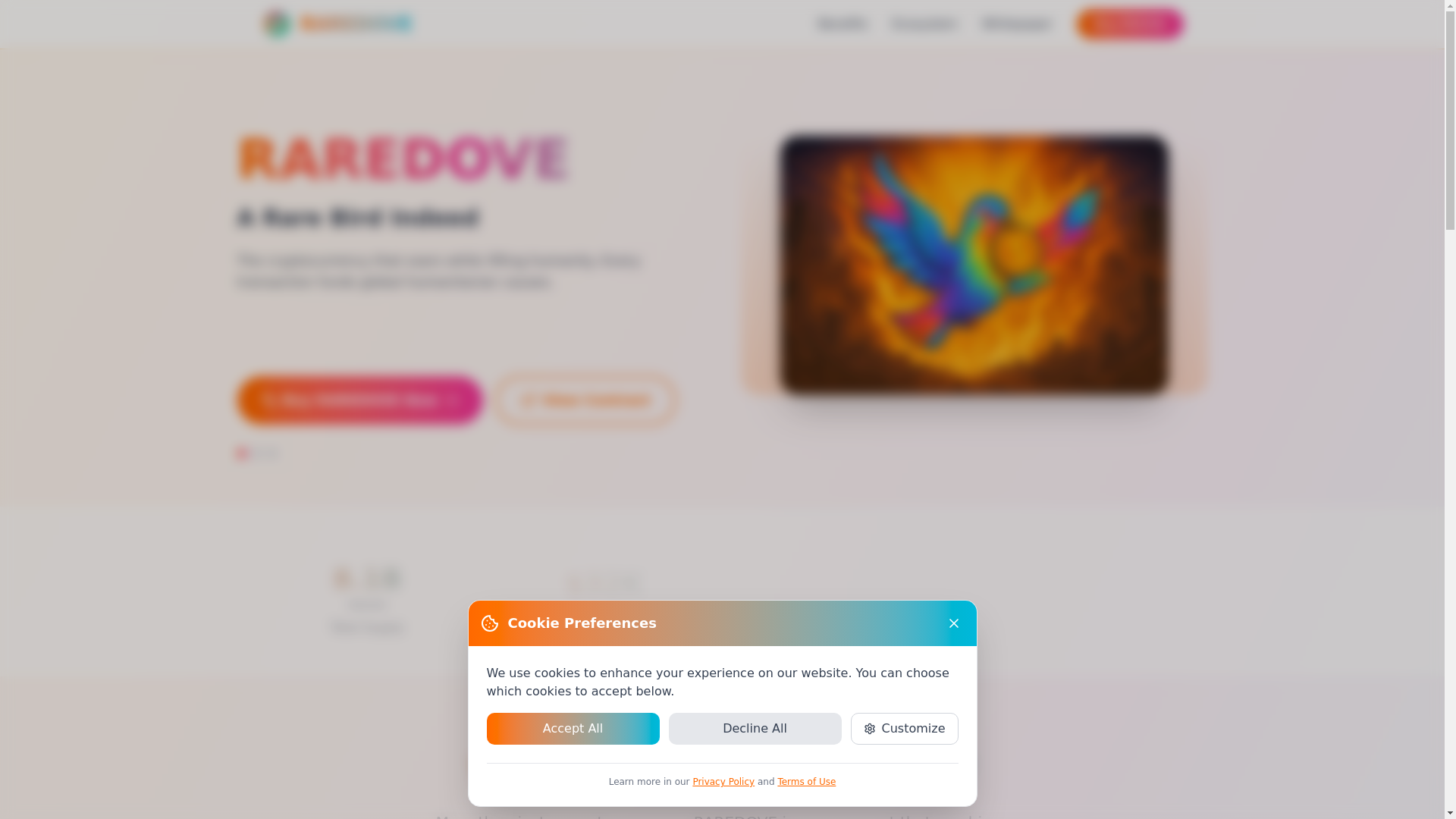 website screenshot of https://raredovecoin.pages.dev/