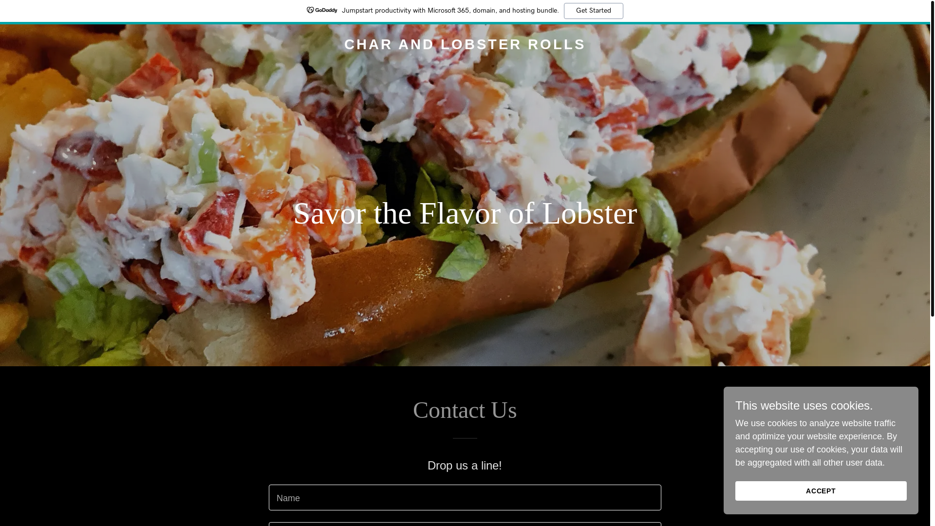 website screenshot of https://charandlobsterrolls.com/