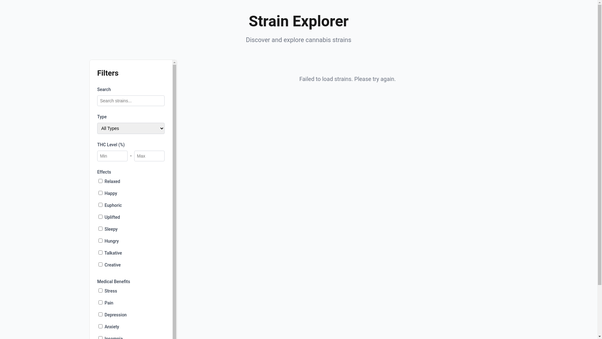 website screenshot of https://strains-explorer.pages.dev/