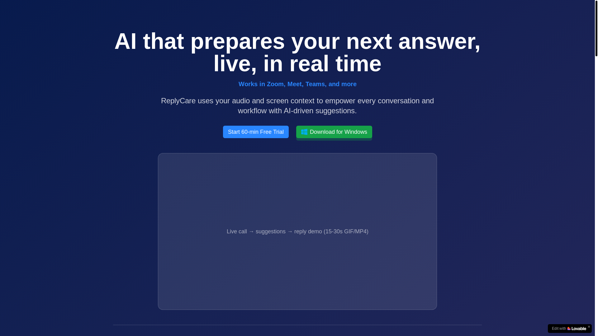 website screenshot of https://replycare.app/