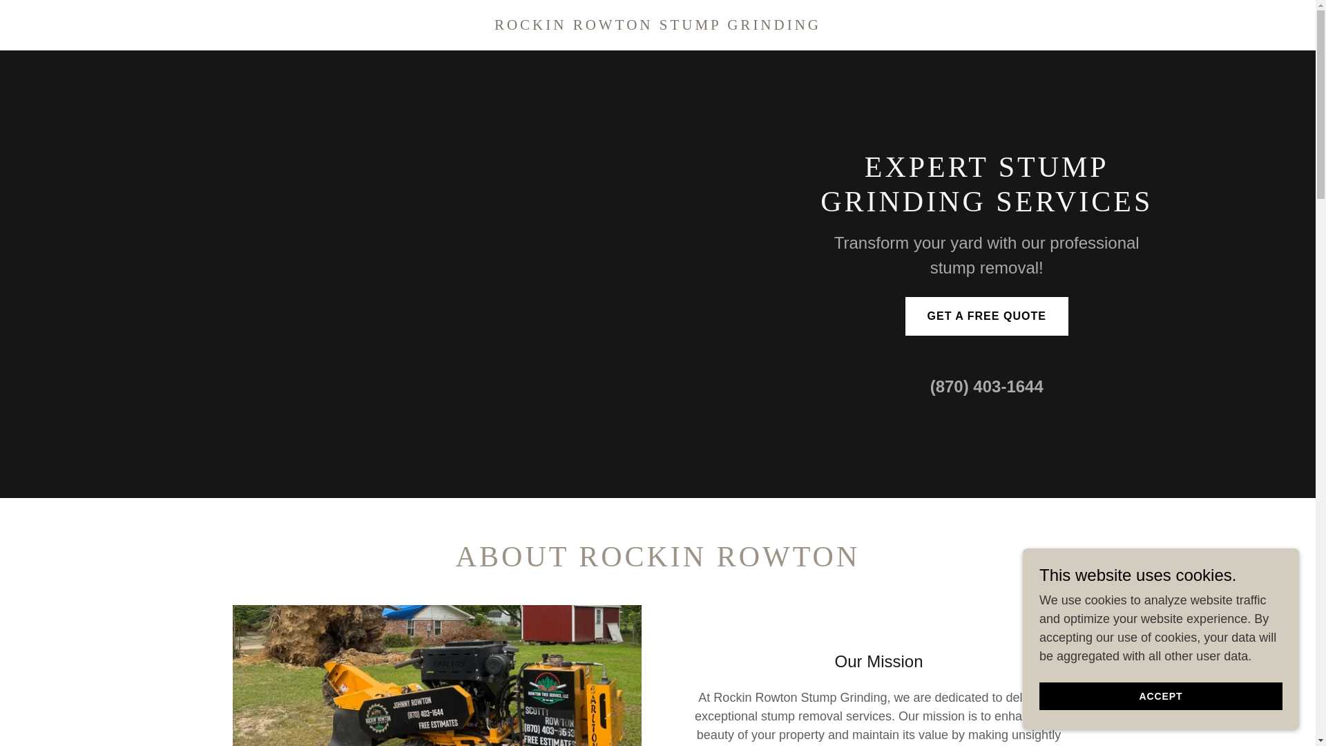 website screenshot of https://rockinrowtonstumpgrinding.com/