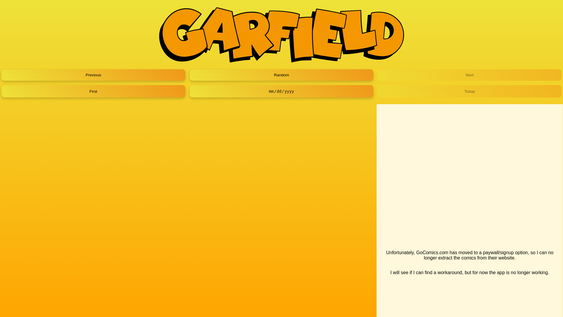 website screenshot of https://garfieldapp.pages.dev/