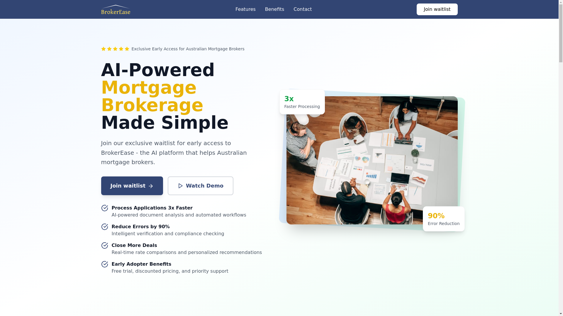 website screenshot of https://broker-ease-website.pages.dev/