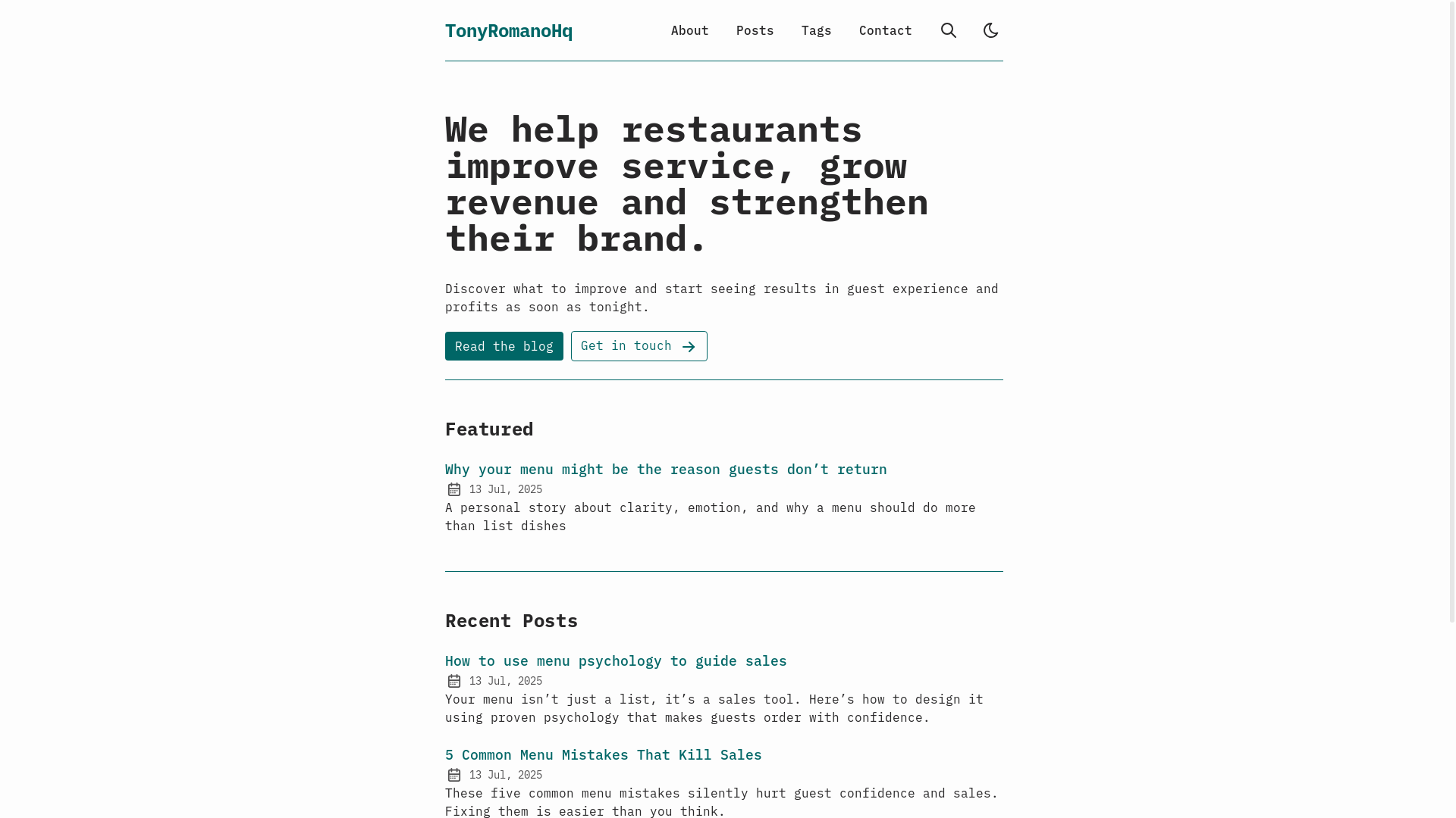 website screenshot of https://tonyromanoblog.pages.dev/
