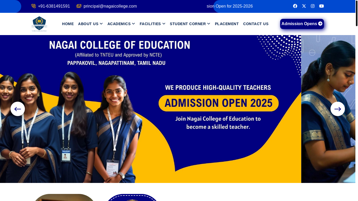 website screenshot of https://nagaicollege.com/