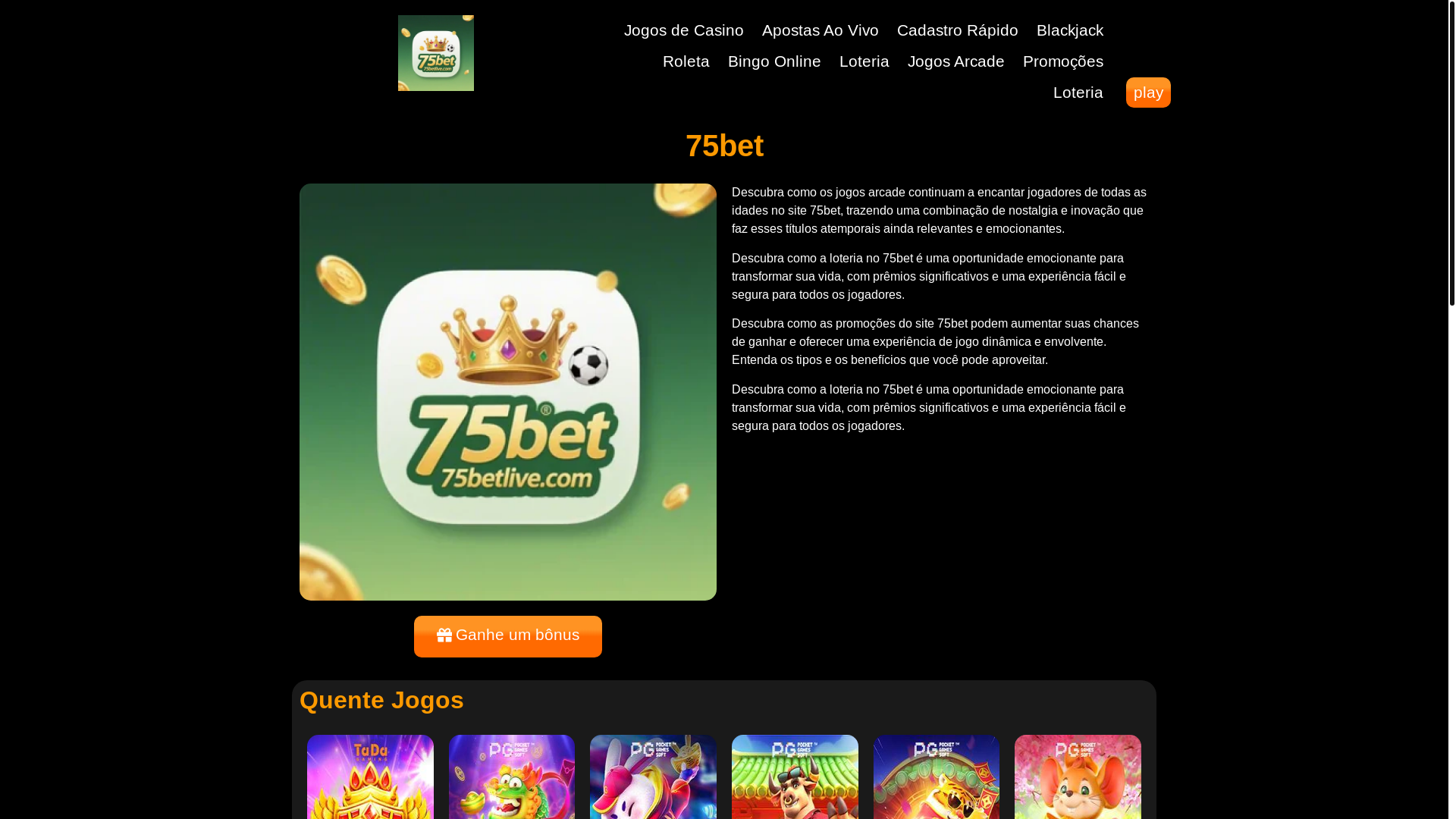 website screenshot of https://75betlive.com/