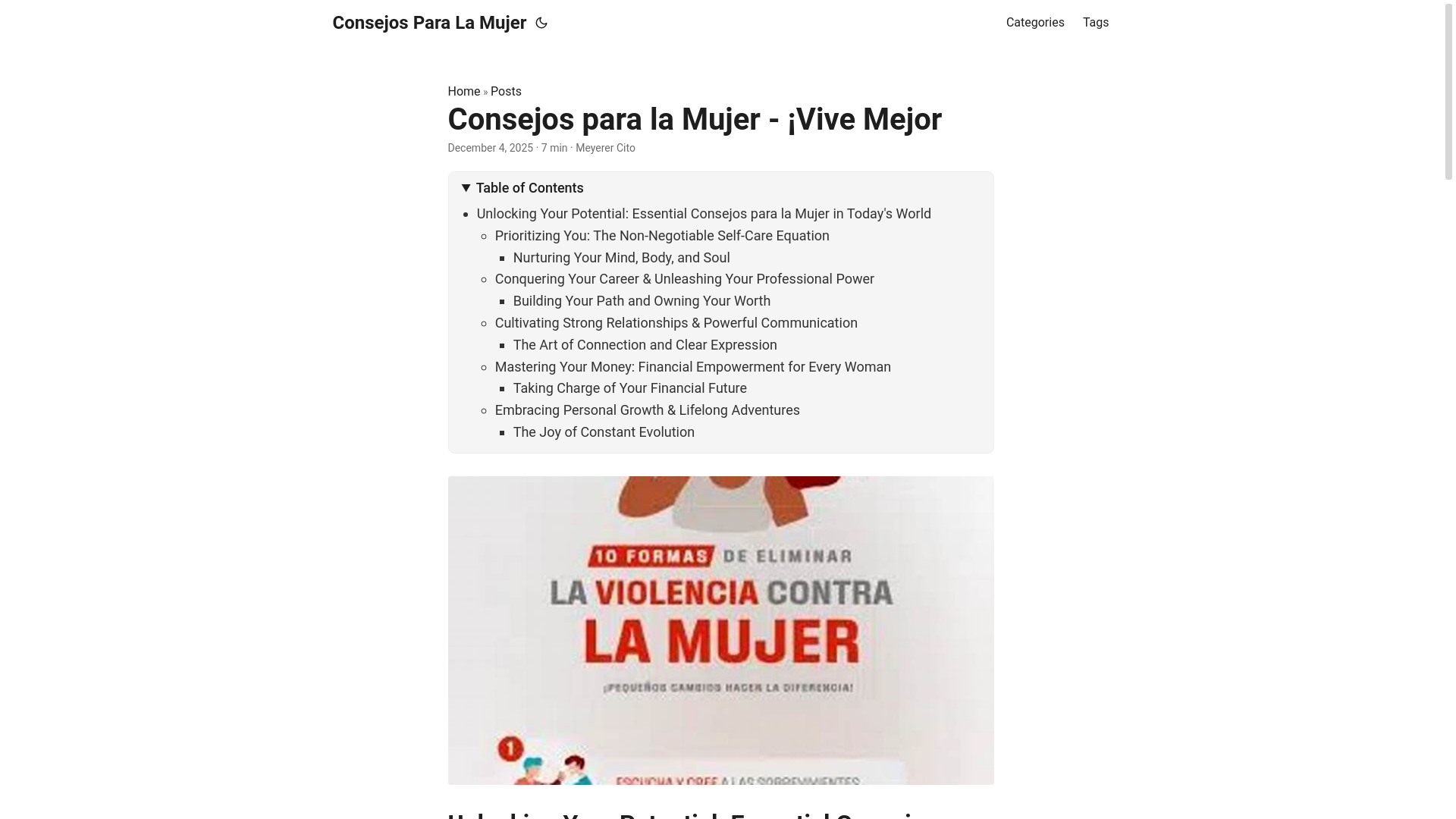 website screenshot of https://consejosparalamujer.pages.dev/
