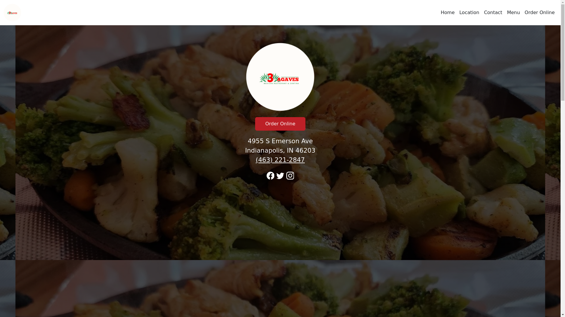 website screenshot of https://3agavesmexicanrestaurantemersonin.com/