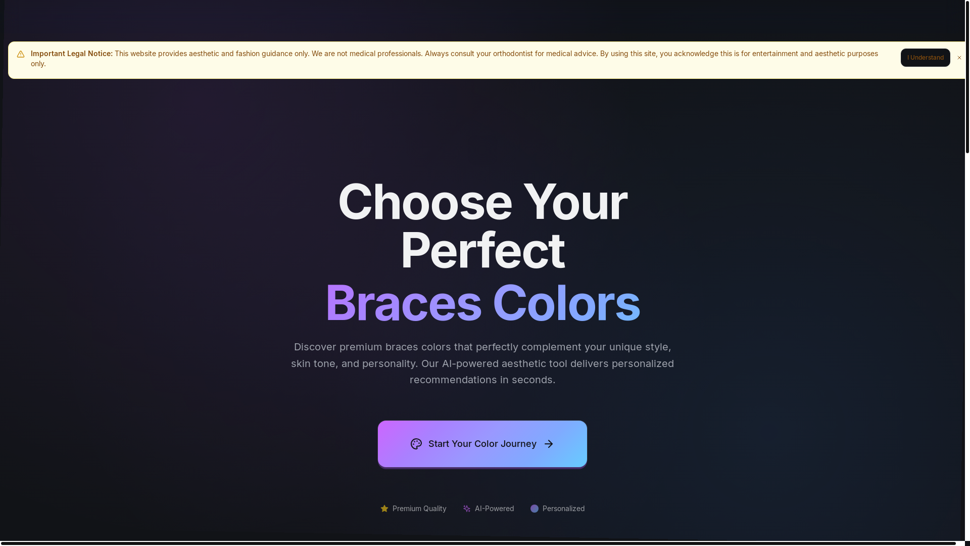 website screenshot of https://bracescolors.me/