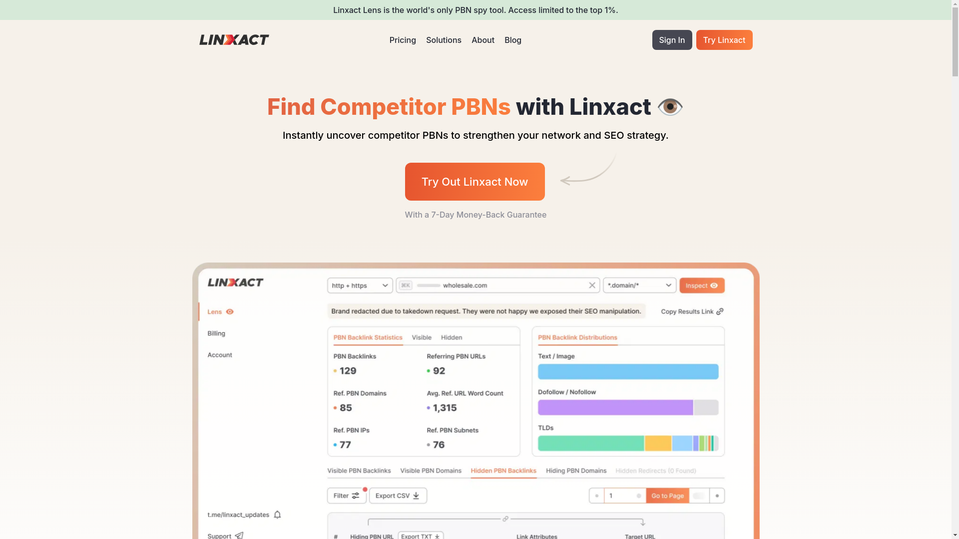 website screenshot of https://linxactaxis.info/
