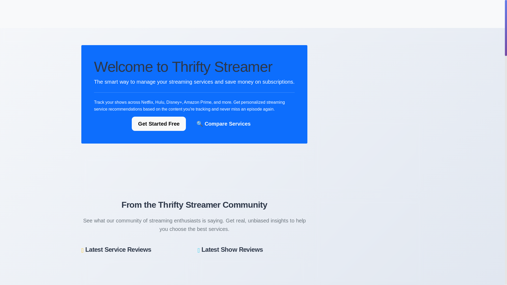 website screenshot of https://thriftystreamer.com/