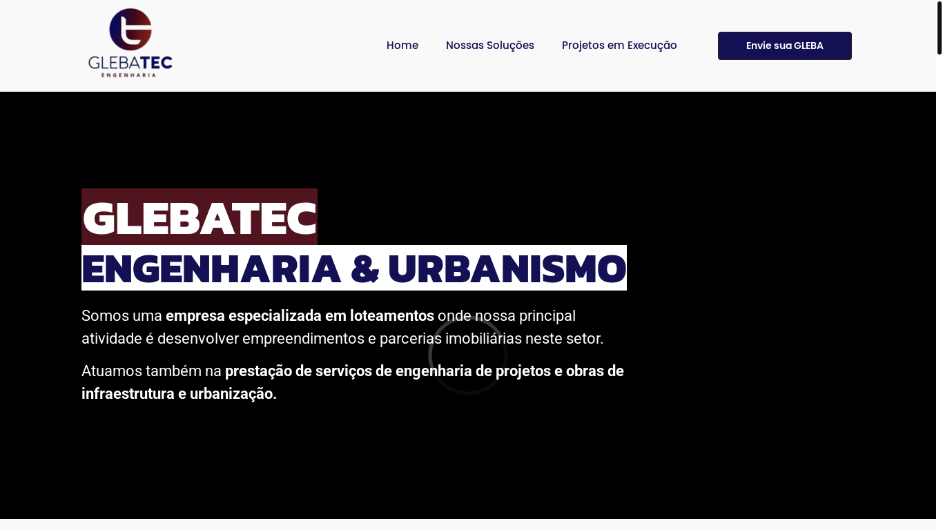 website screenshot of https://glebatec.com.br/