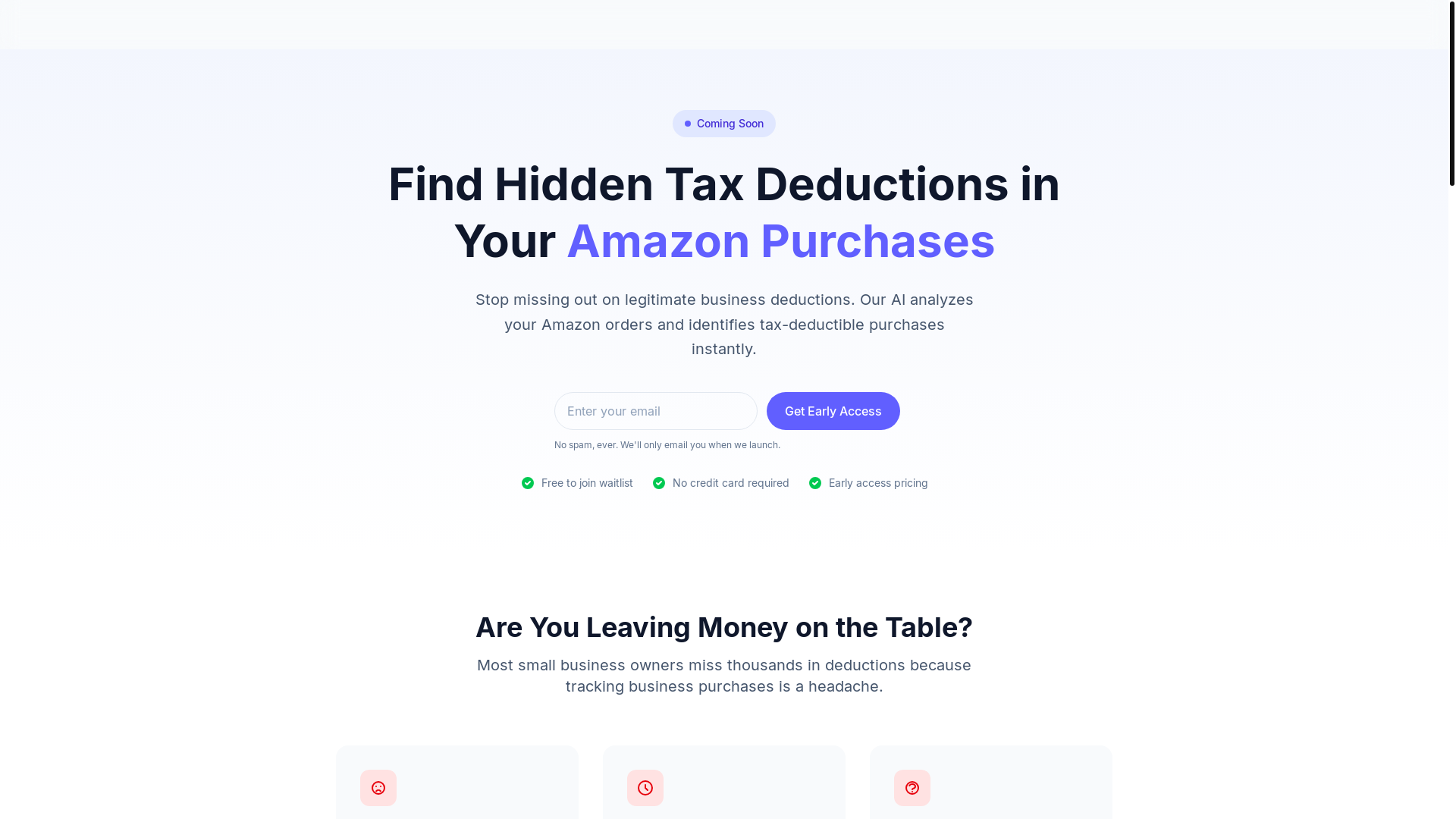 website screenshot of https://purchasedeductions.com/