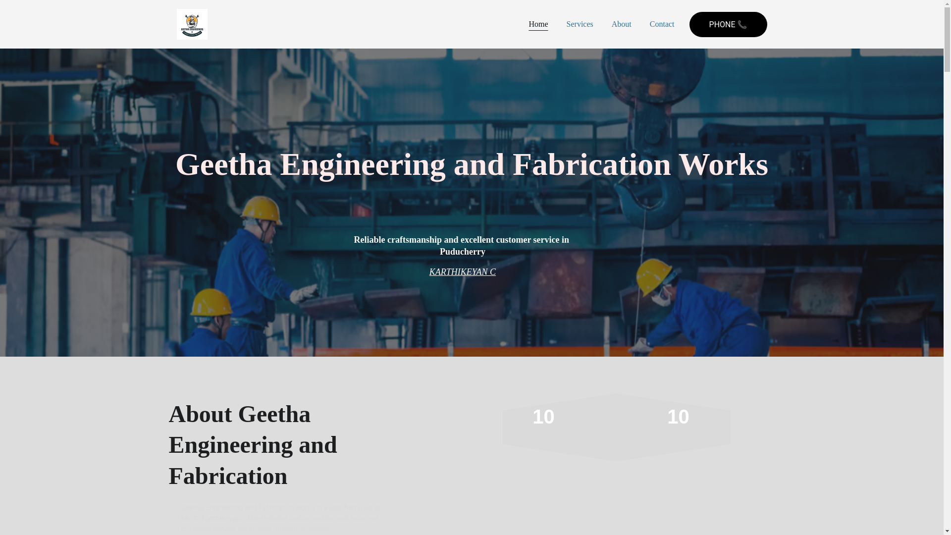 website screenshot of https://geethafabrications.com/