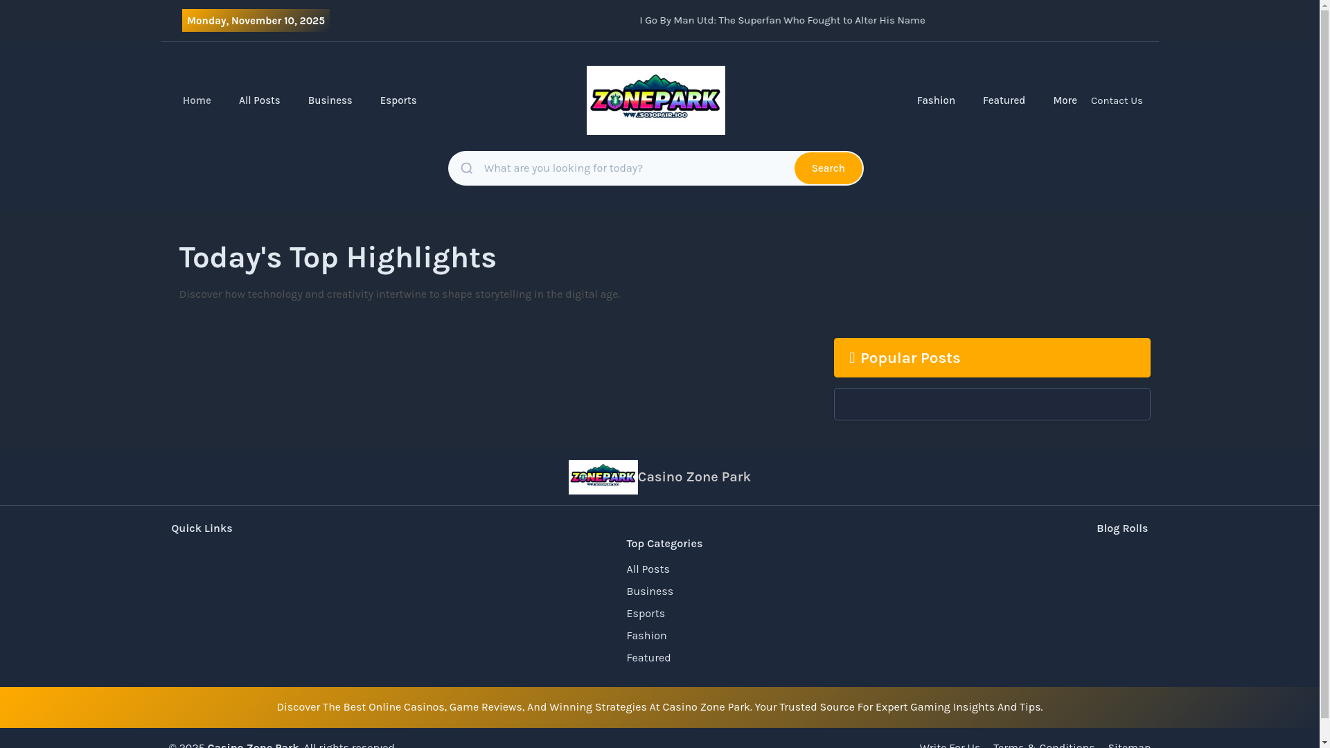website screenshot of https://casinozonepark.us/