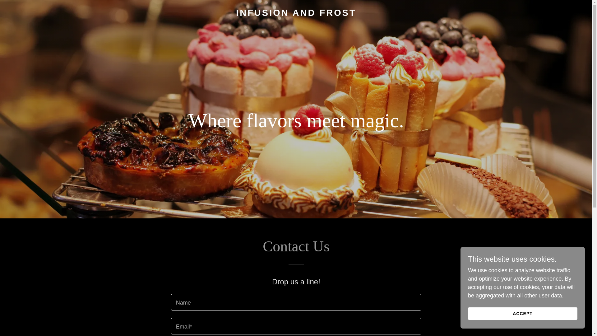 website screenshot of https://infusionandfrost.com/