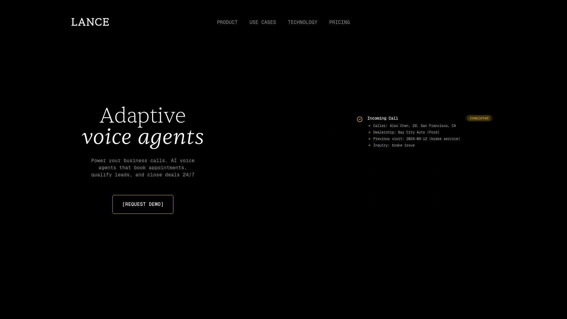 website screenshot of https://lanceai.app/
