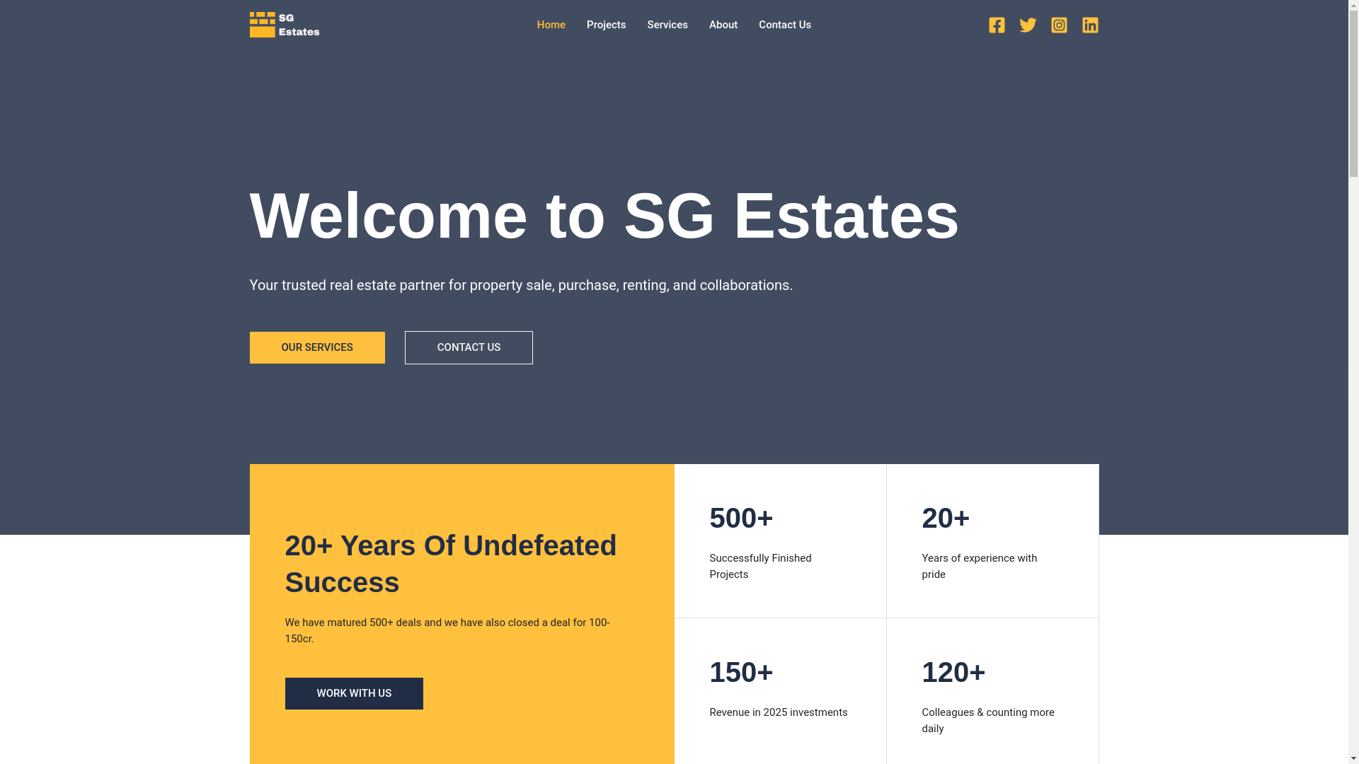 website screenshot of https://sgestateskarolbagh.in/