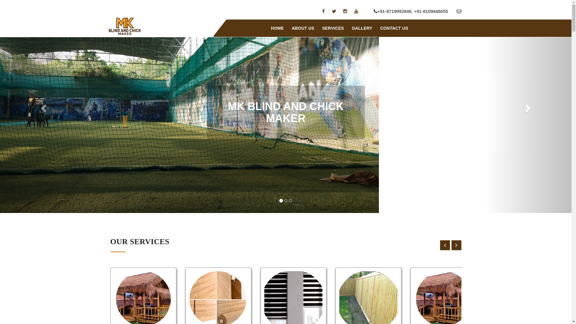 website screenshot of https://mkblindandchickmaker.in/