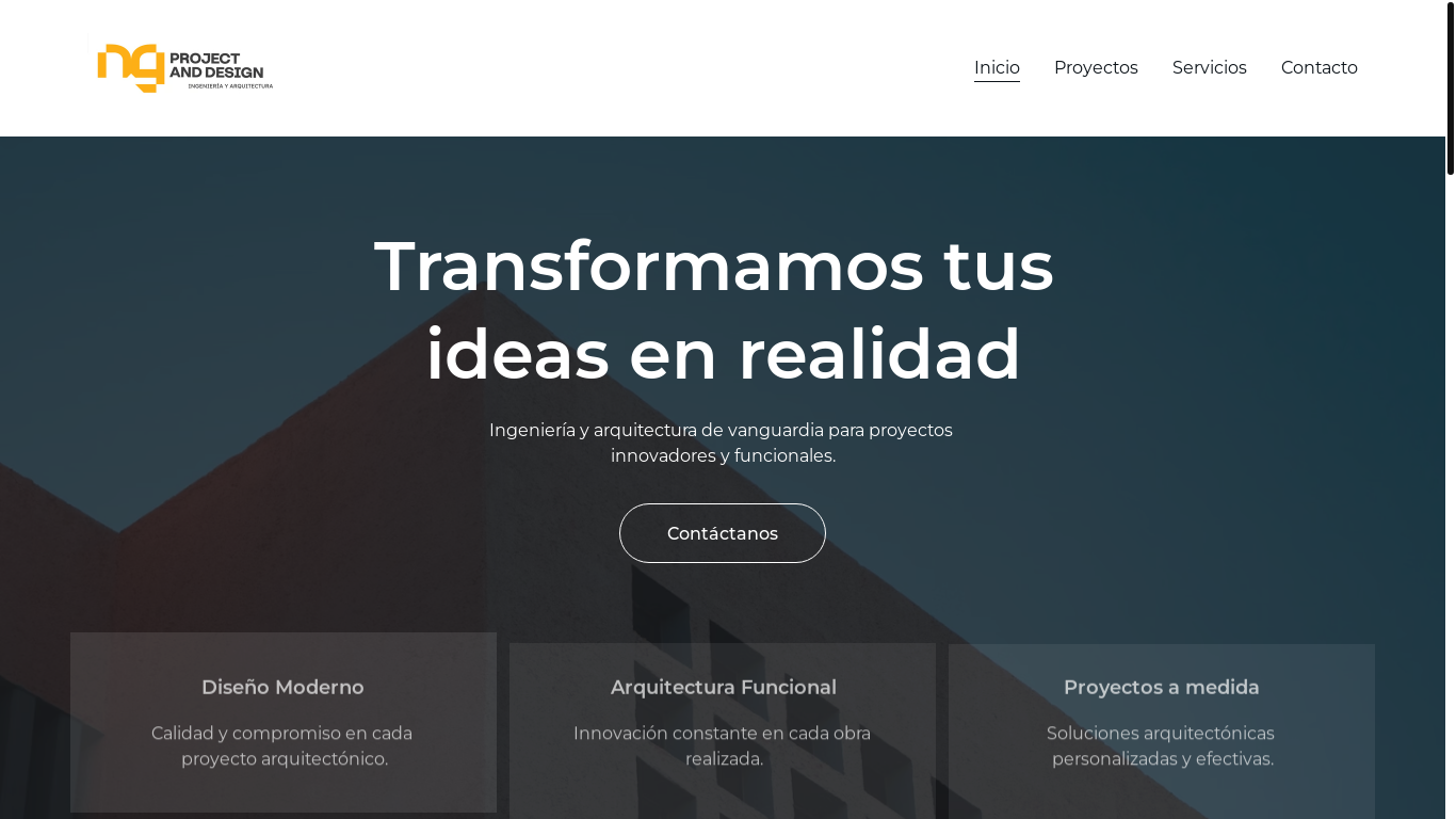 website screenshot of https://ngprojectanddesign.com.mx/