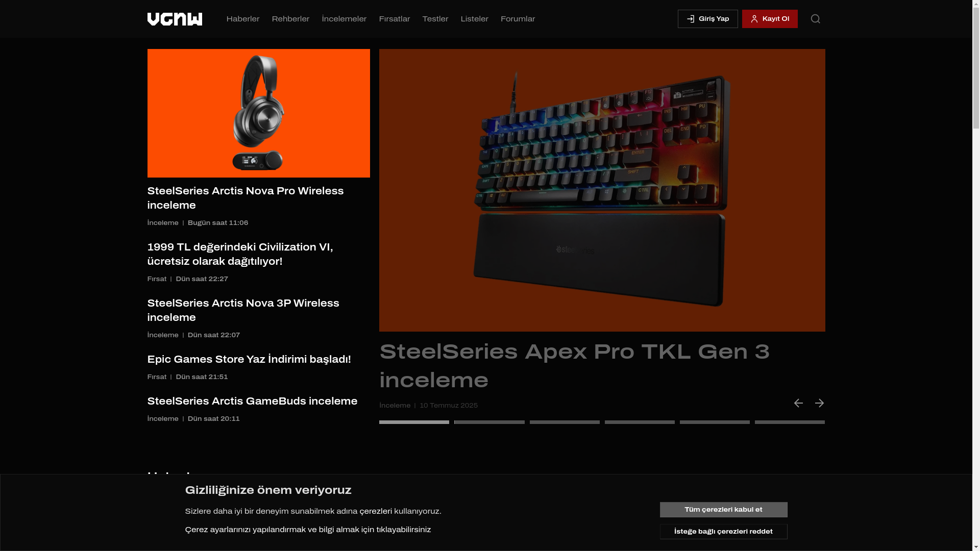 website screenshot of https://vgnw.tr/