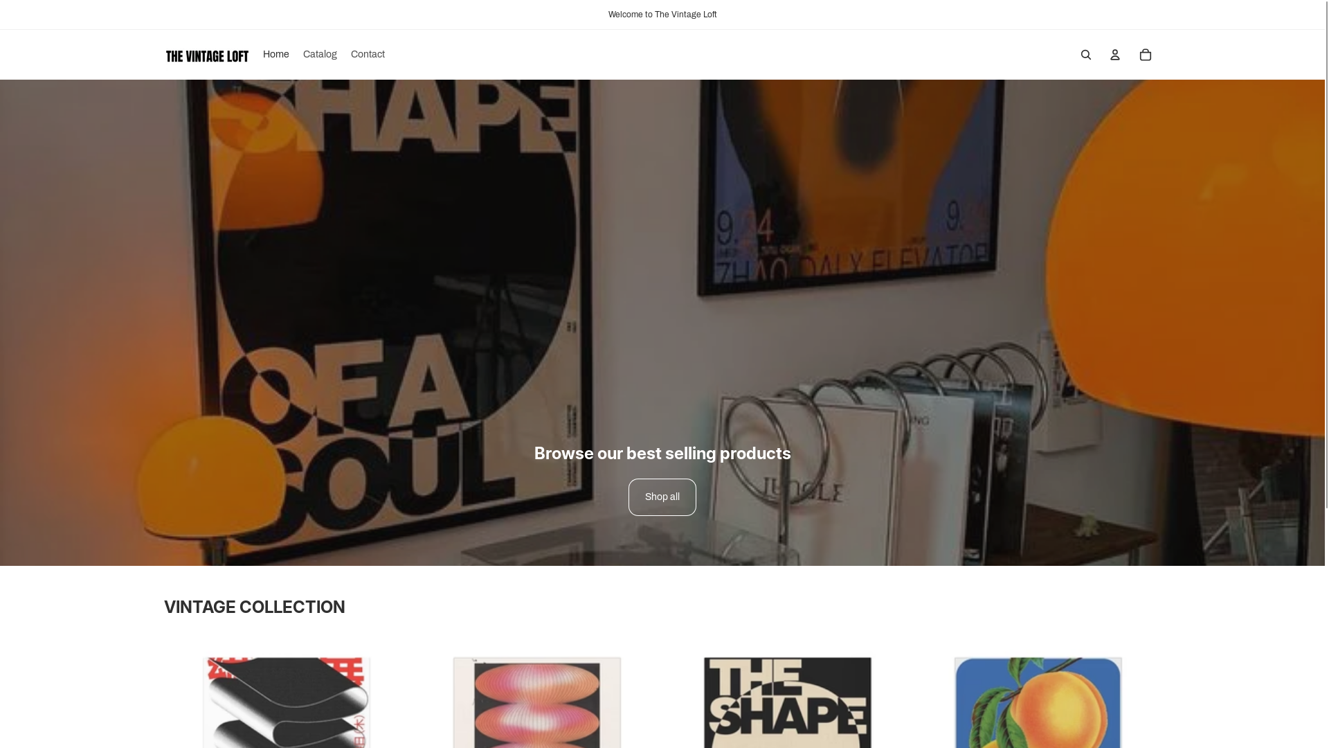 website screenshot of https://thevintageloft.store/
