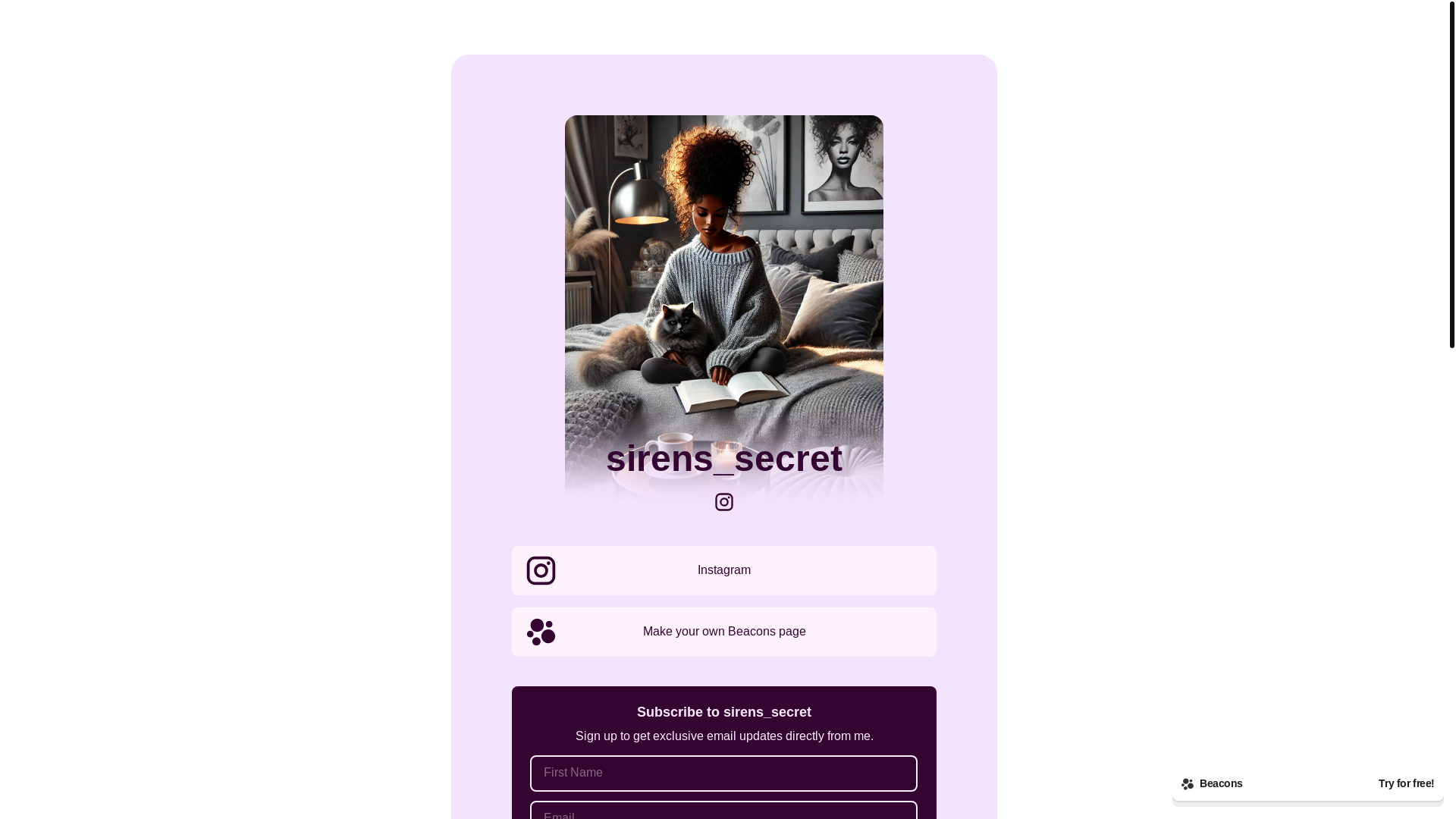 website screenshot of https://sirenssecret.store/