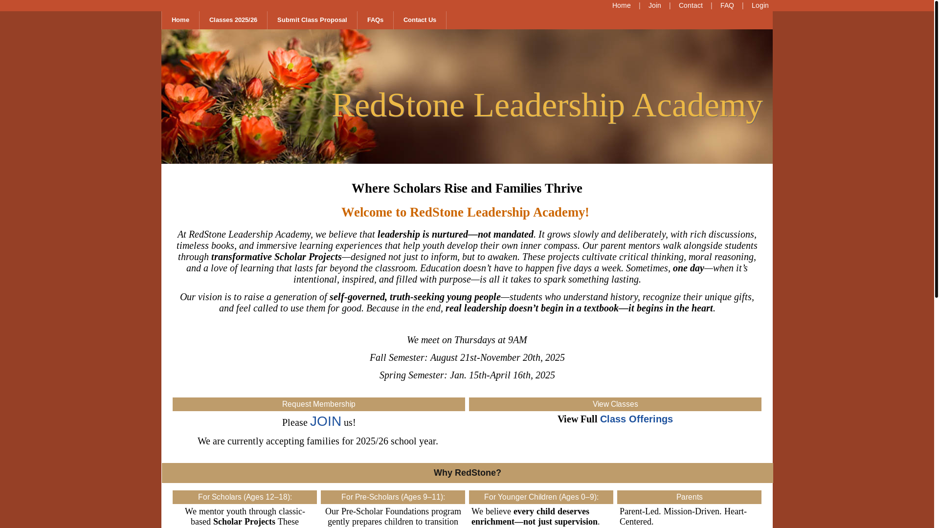 website screenshot of https://redstoneleadership.org/