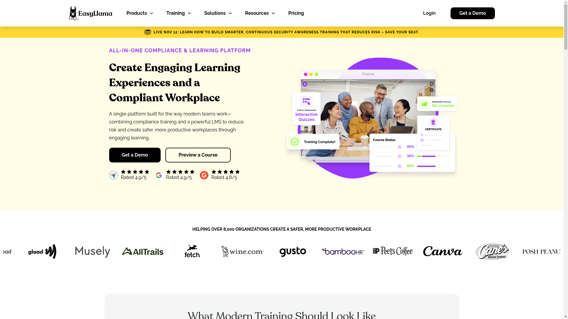 website screenshot of https://www.easyllama.com/