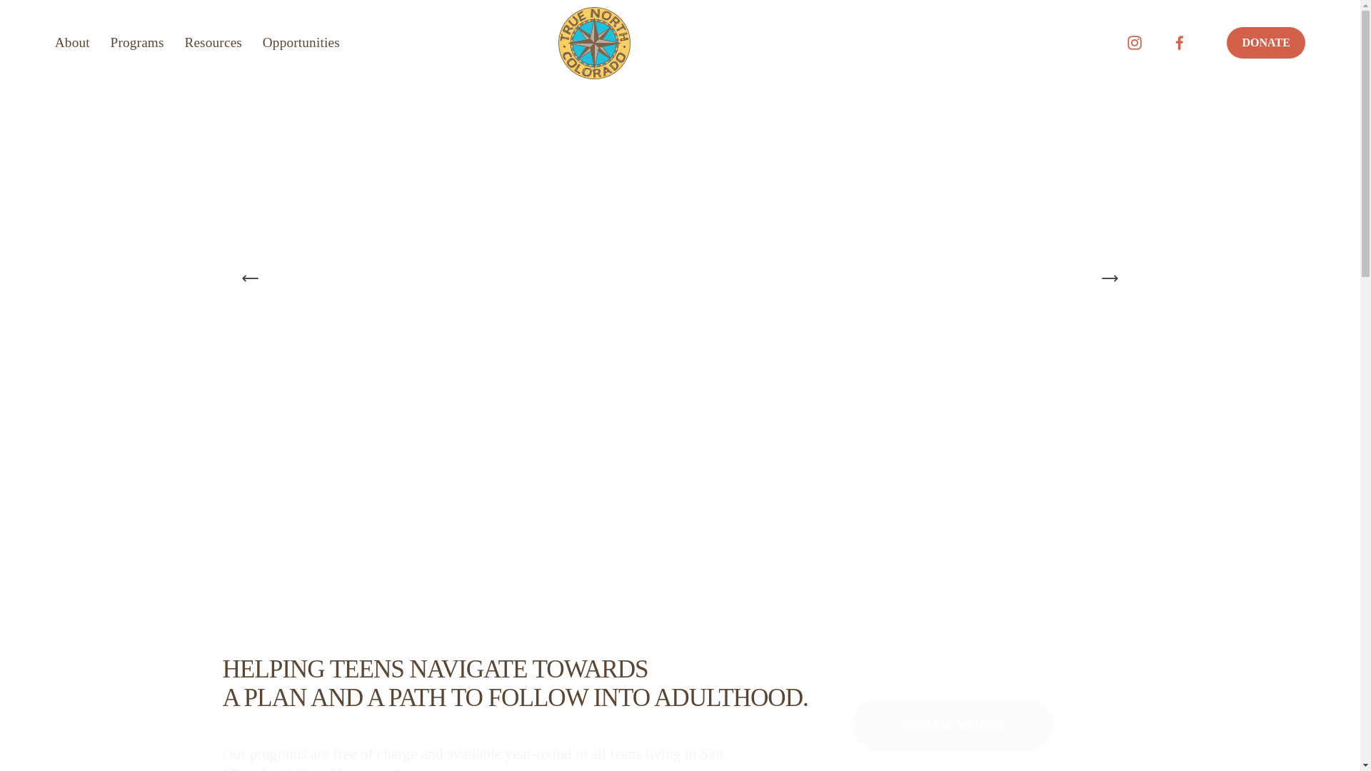 website screenshot of https://truenorthyouthprogram.com/